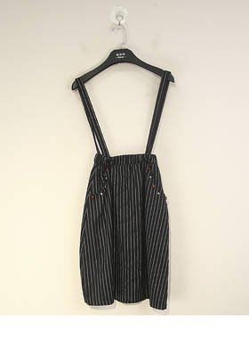 春夏款 JOJ**久童装 黑白条纹背带连衣裙女 12233