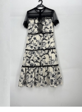 夏款 撤柜品牌 慕T丽 网纱蕾丝拼接层舒适连衣裙女60352