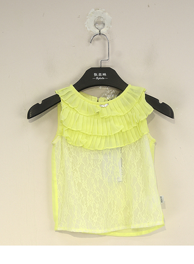 夏款 JOJ**久童装 俏皮可爱蕾丝小童无袖上衣女 13179
