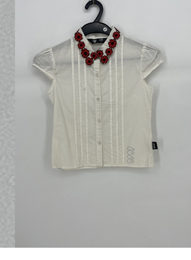 夏款 JOJ**久童装 纯棉舒适百搭翻领刺绣衬衫上衣女23273