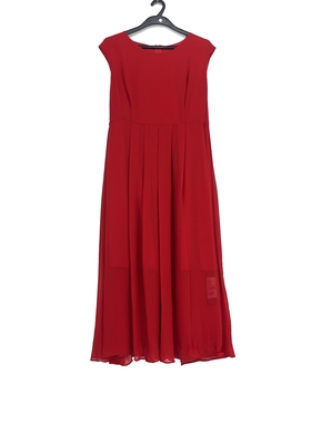 夏款 撤柜品牌 鑫M系列 喜庆红色中长款无袖连衣裙女 224317