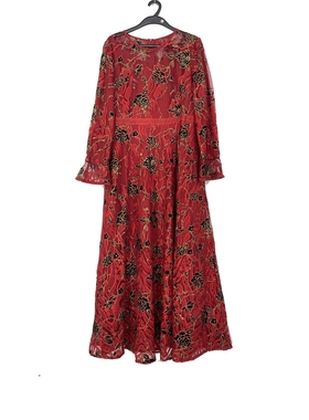 春秋款 尚J系列 喜庆大气精美蕾丝长款连衣裙女8145