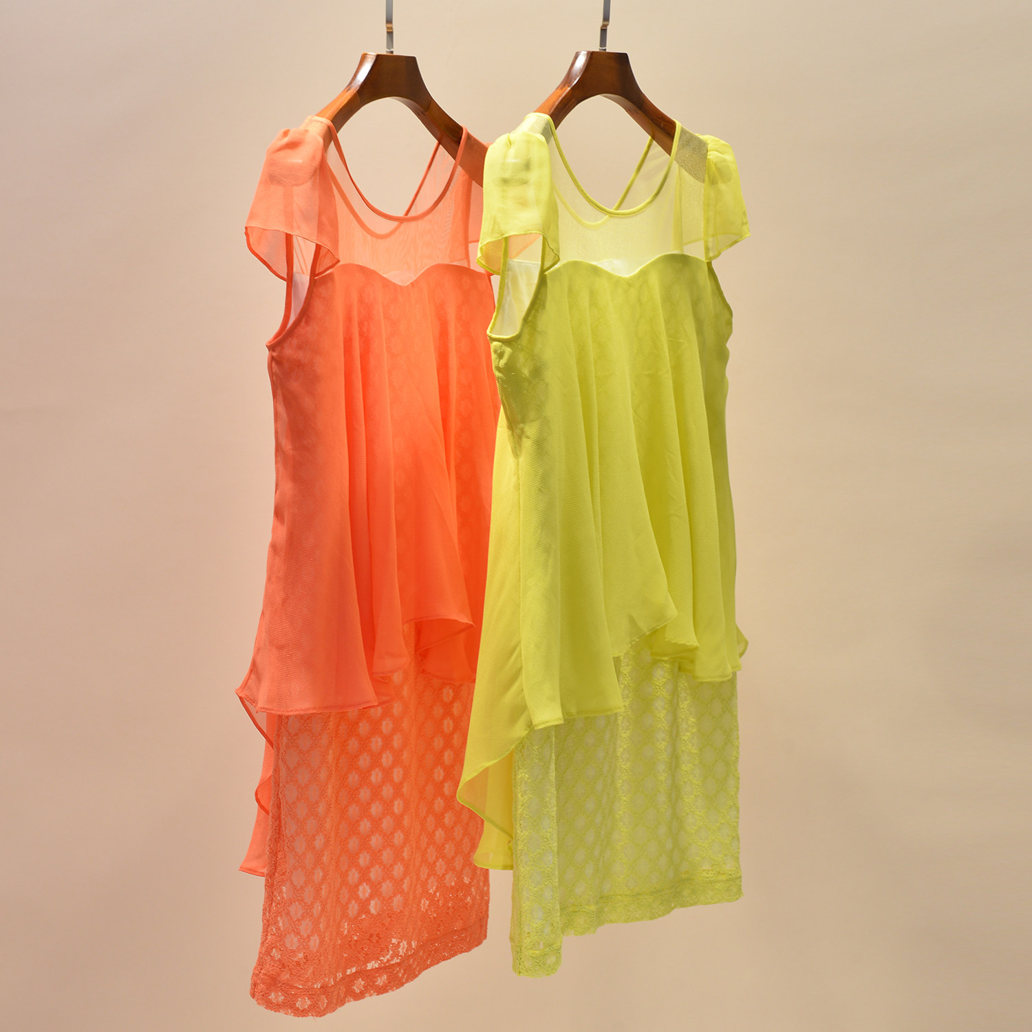 20夏 季*风 熟女风网纱透视性感蕾丝显瘦雪纺连衣裙女 8532ld111