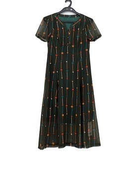 夏款 撤柜品牌 俏B系列 中长款网纱印花气质连衣裙女600060