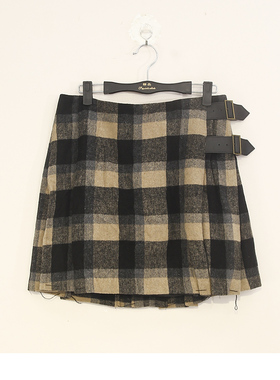 春秋款 撤柜品牌 哥D系列* 优雅百搭毛呢格纹半身裙女 200059