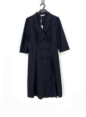 春秋款 撤柜品牌 壹L翡系列 双排扣黑色显瘦翻领连衣裙女52266