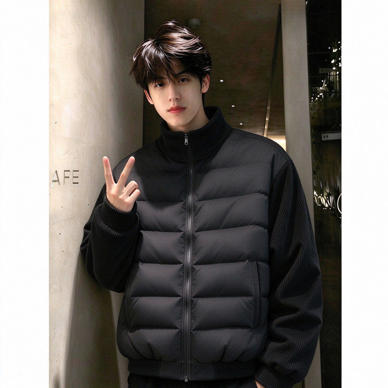 2026款羽绒服男冬季青年大码排骨拼接重磅棉服防寒保暖立领冬外套