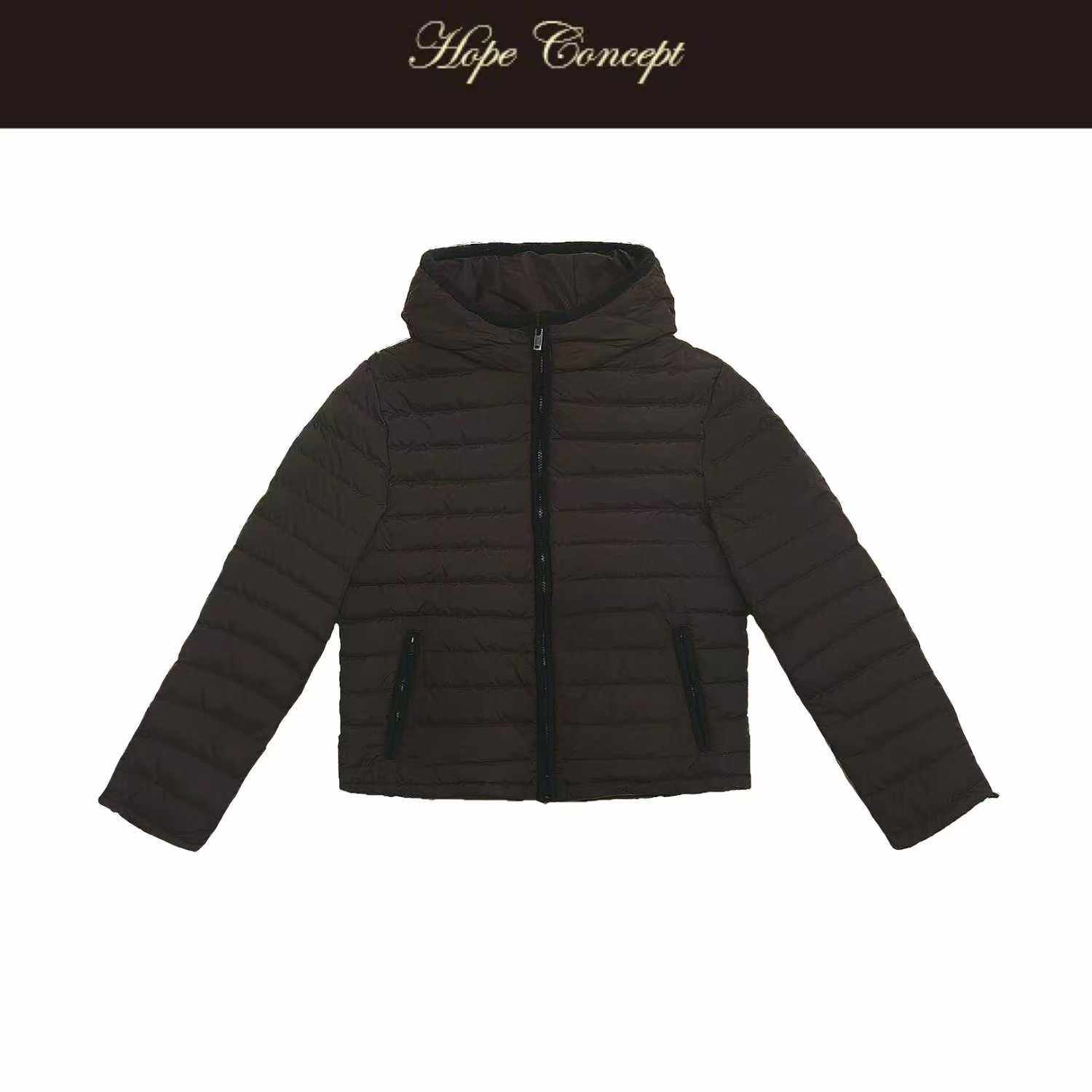 HOPECONCEPT轻暖小排骨轻量连帽绗缝正肩简约鹅绒羽绒服#AW05563