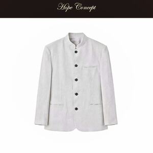 HOPECONCEPT静奢优雅老钱定制奢贵100汉麻立领西装三件套#SS06209