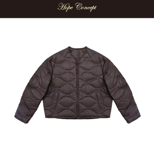 AW05604#HOPECONCEPT重工涂层胶囊羽绒手工包边鹅绒服夹克外套
