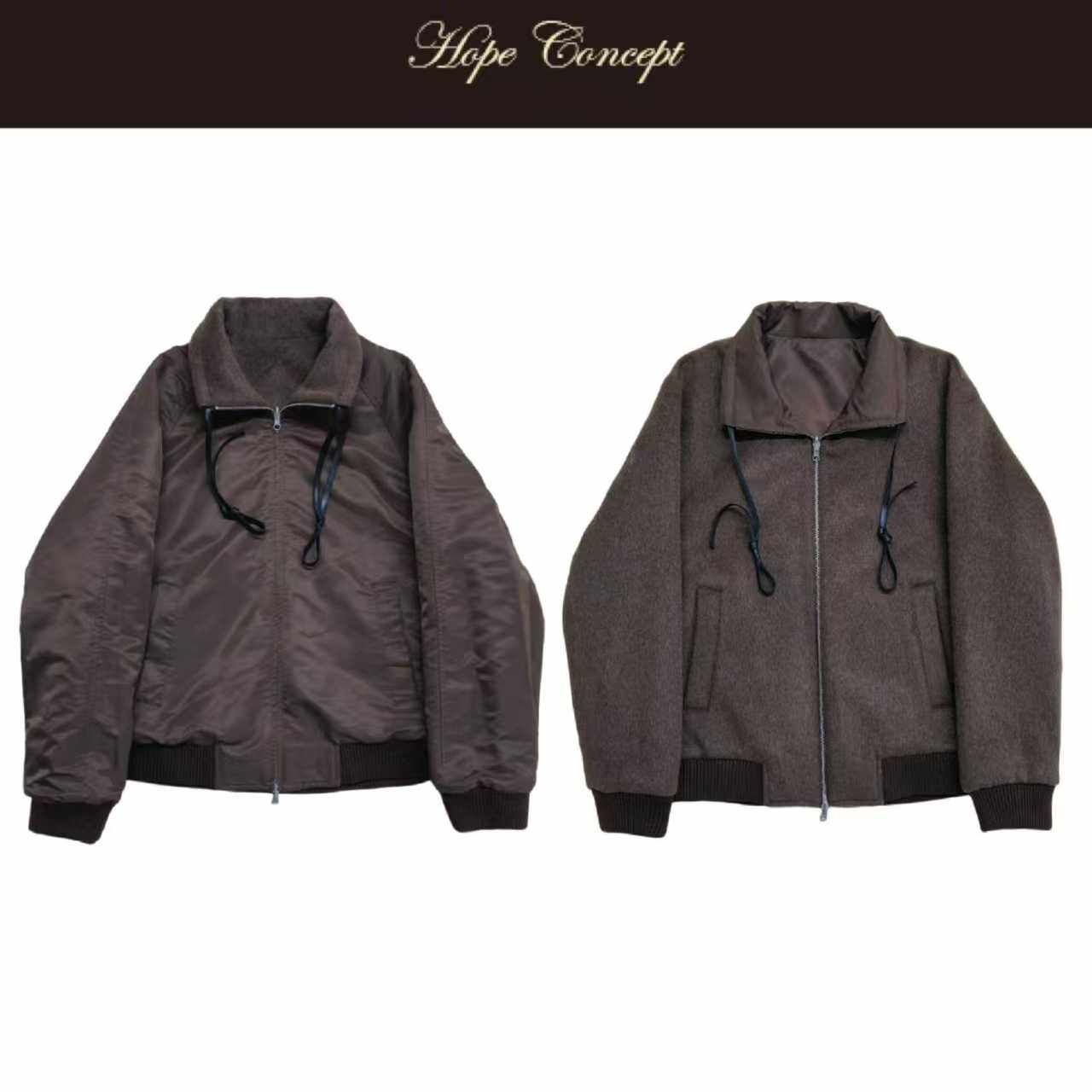 HOPECONCEPT超时髦miu系双面穿羊毛运动立领unisex风外套#AW05565