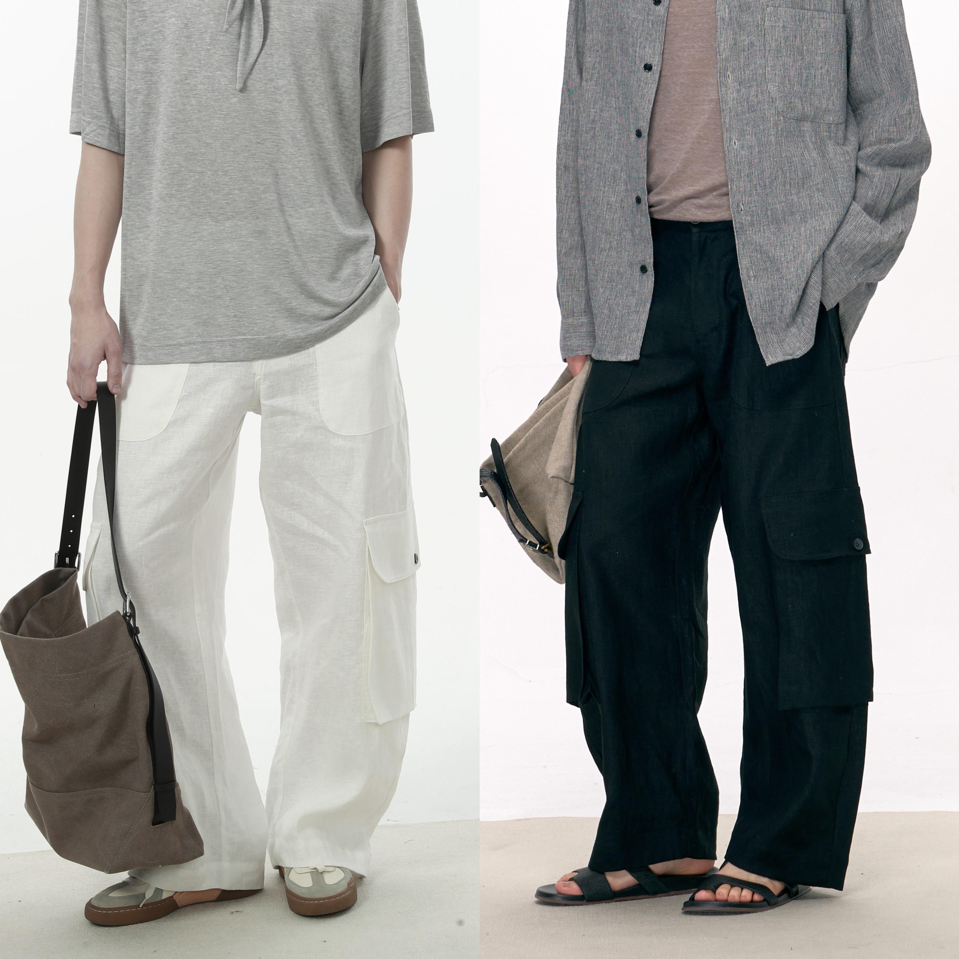 HOPECONCEPT新钱风 时髦先锋质感亚麻工装男女同款阔腿裤#25174