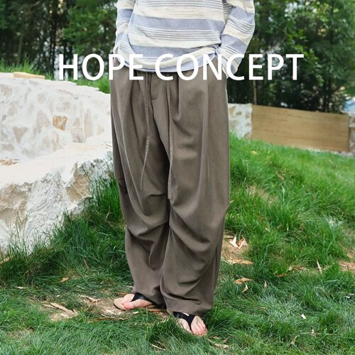 HOPECONCEPT悠然假日 松弛慵懒风设计感褶皱阔腿百搭气球裤#25203