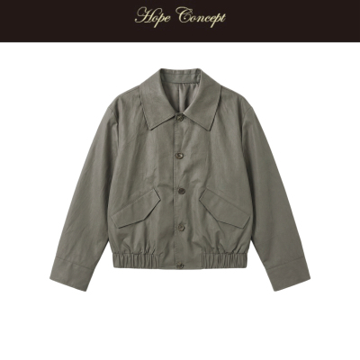 HOPECONCEPT极简柔光全棉轻盈翻领廓形老钱松弛感夹克#SS06200