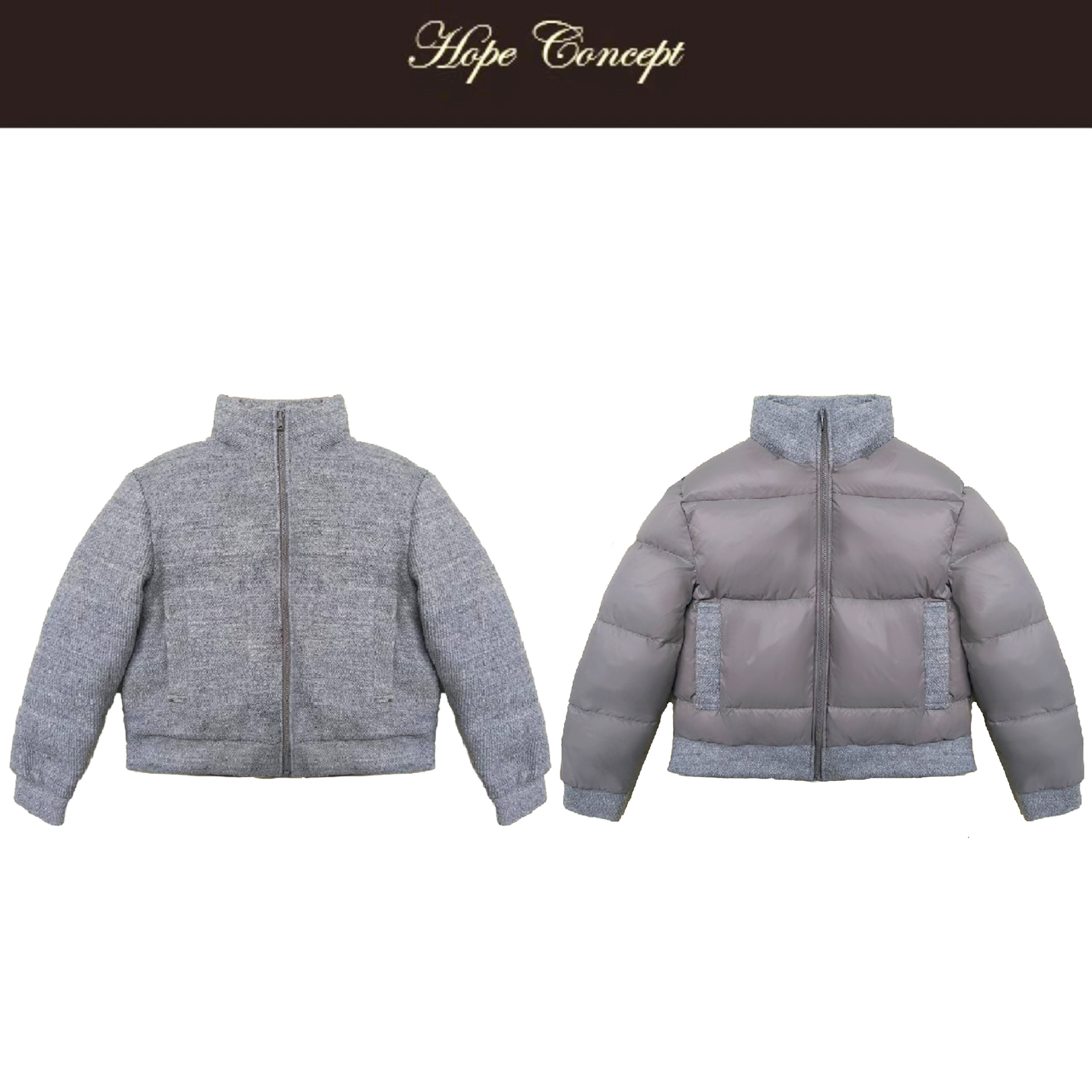 HOPECONCEPT私服进口羊毛拼接超轻盈蓬松奢级白鹅绒外套#AW05597,男装,羽绒服,淘宝优惠券,粉丝福利购,淘宝优惠卷