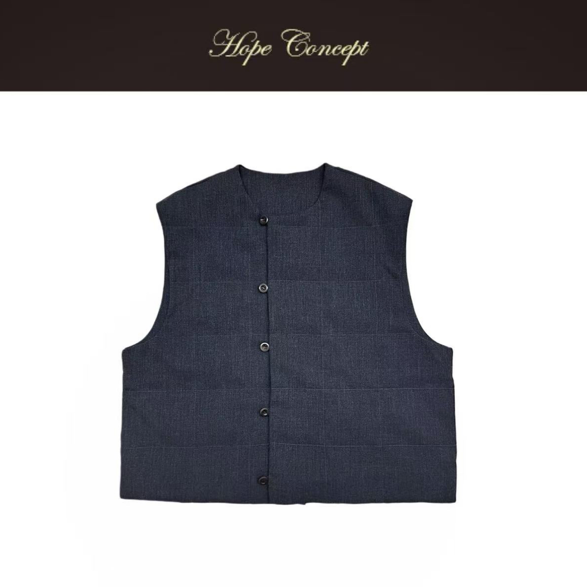 HOPECONCEPT换季真爱质感叠穿 极简小方格轻量感白鹅绒马甲#25457