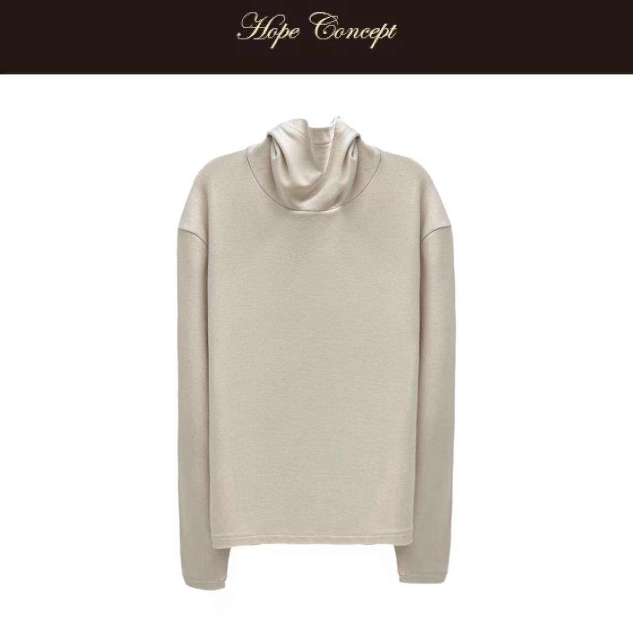 HOPECONCEPT冬日标配小暖炉绵羊毛磨毛保暖高领百搭打底AW05556