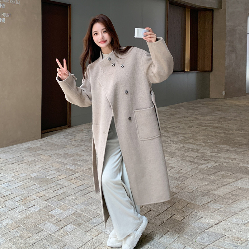 现货!澳洲羊绒3色双面呢大衣外套278-3752-P305K448，女装羊绒大衣，三七家