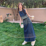 现货！26夏新款小个子时尚牛仔2件套渐变色洗水278-3708-P140K218，女装套装/套裙，三七家