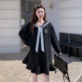 现货！2026春装新款学院风海军领廓形连衣裙278-8830-P140K228，女装连衣裙，三七家