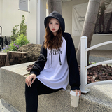 现货！26春时尚百搭撞色拼接印花加厚重磅卫衣278-37305-P85-K138，女装卫衣/绒衫，三七家