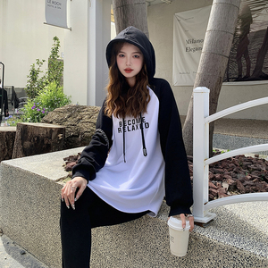 现货！26春时尚百搭撞色拼接印花加厚重磅卫衣278-37305-P85-K138，女装卫衣/绒衫，三七家