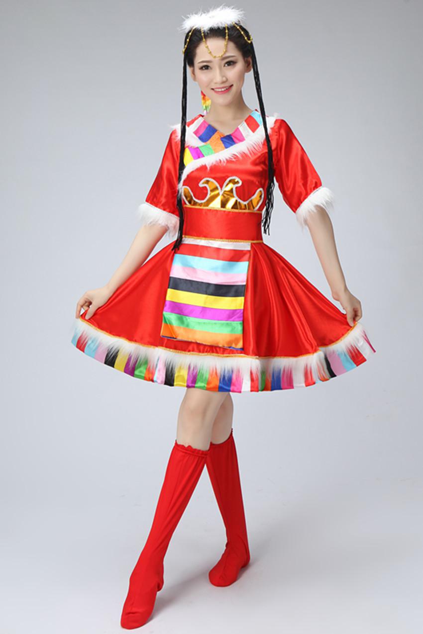 演出舞蹈藏族少数服饰舞台民族女装服装水袖秧歌服广场西藏