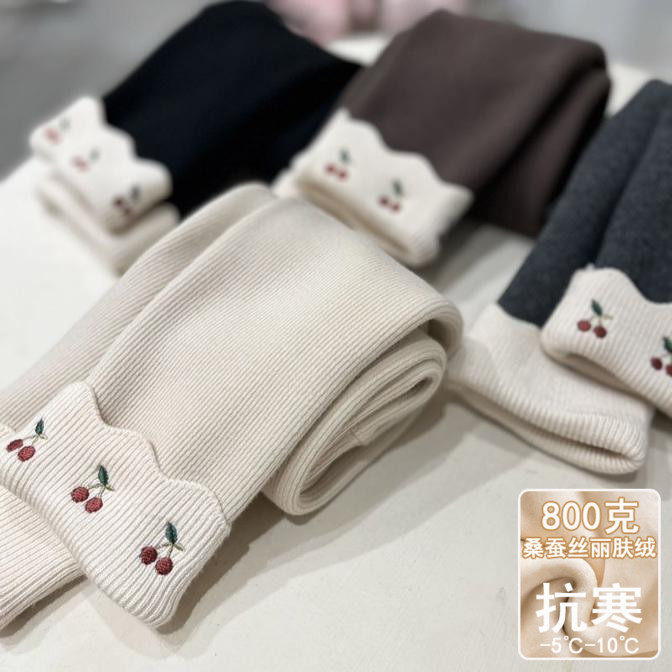 女童加绒裤子秋冬款儿童冬季一体绒加厚外穿打底裤宝宝冬装保暖裤