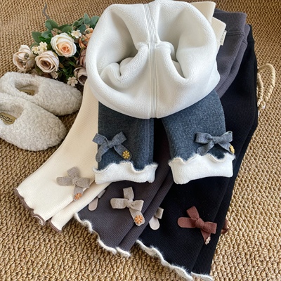 无骨一体绒女童加绒打底裤保暖冬