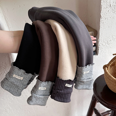 无骨一体绒女童加厚打底裤秋冬