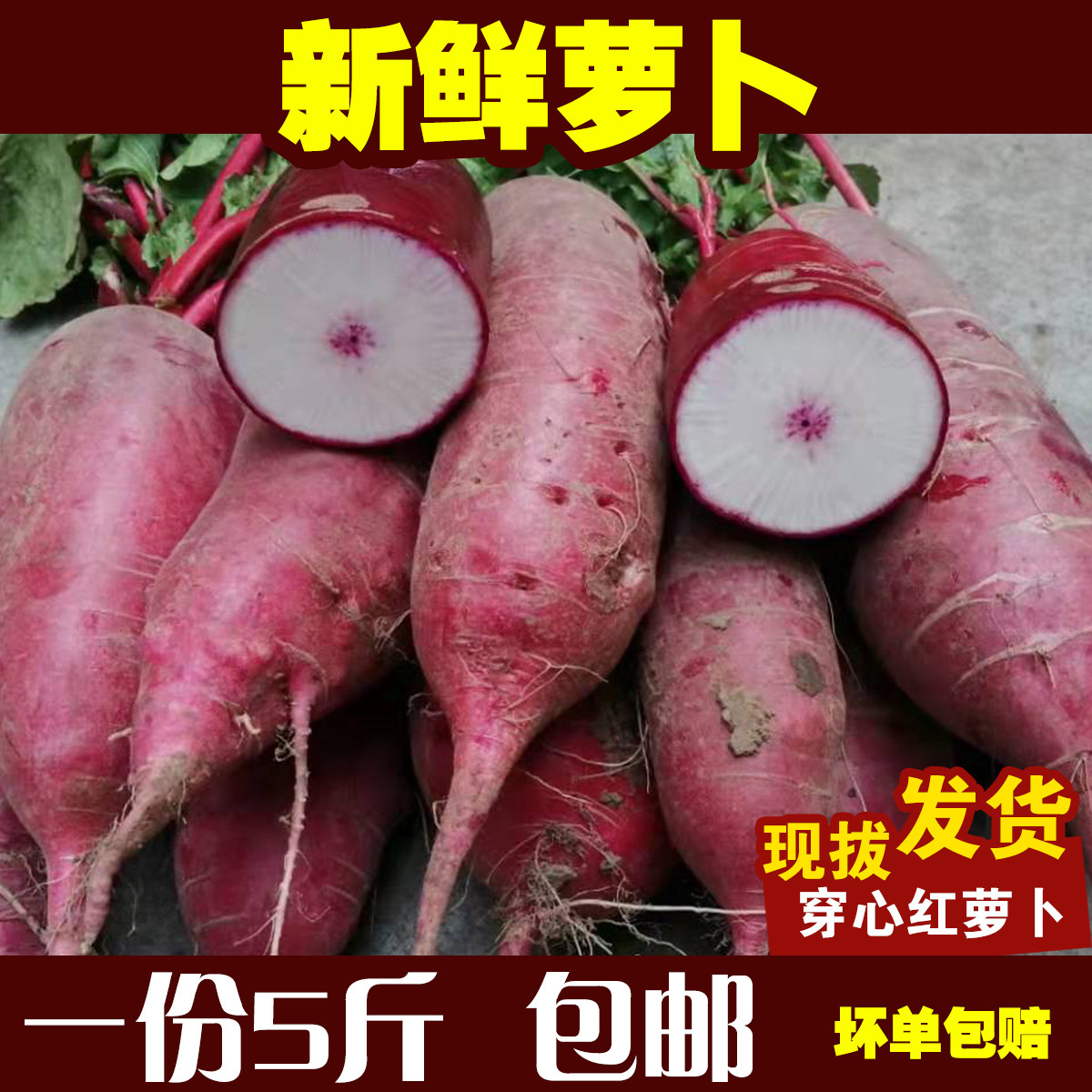 【5斤装】新鲜穿心红萝卜现拔甜脆邳州农家紫皮水果萝卜农产品,水产肉类/新鲜蔬果/熟食,萝卜/胡萝卜,淘宝优惠券,粉丝福利购,淘宝优惠卷