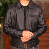 简约休闲真皮皮衣男短款 翻领头层牛皮机车皮夹克男爸爸装 百搭外套