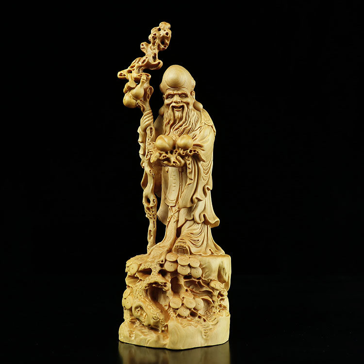 黄杨木祝贺寿人物风水手工艺品