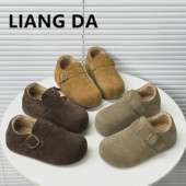 真皮舒适平底勃肯鞋 女秋冬韩版 软底内增高单鞋 瘦窄版 加绒保暖棉鞋