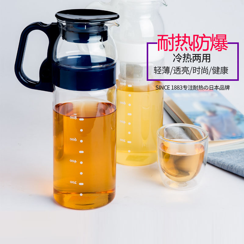 日本怡万家家用耐热玻璃大容量茶水壶办公夏季玻璃冷水壶果汁壶