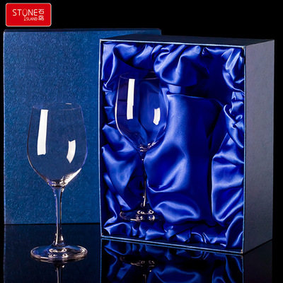 石岛水晶玻璃红酒杯套装家用酒杯创意葡萄高脚杯礼盒装两只代