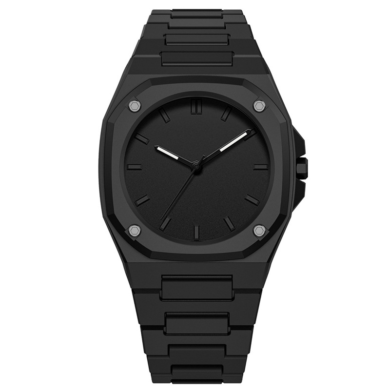 新款阿拉伯数字表休闲黑色哑光感油八边形男士手表批发跨境石英表