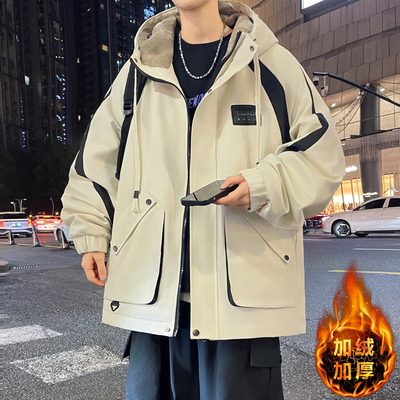 不起球不褪色加绒加厚夹克外套