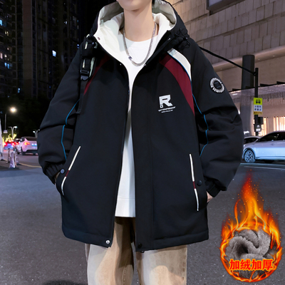 不起球不褪色加绒加厚夹克棉衣
