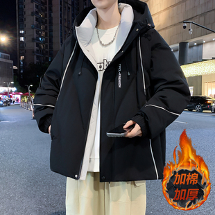 秋冬款棉衣外套男孩高中初中学生羽绒棉服青少年大童冬装加厚棉袄