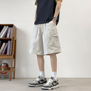 夏季薄款冰丝速干短裤男孩初中学生青少年帅气大童宽松五分中裤子