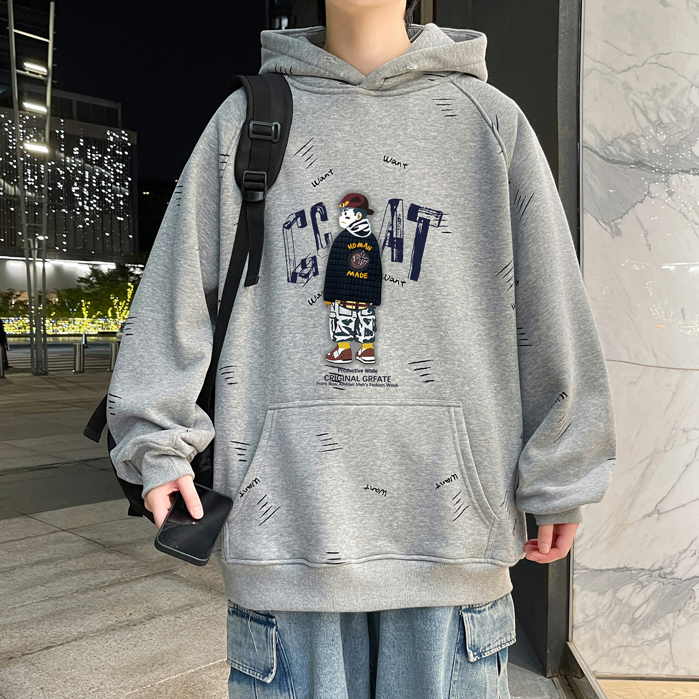 不起球不褪色长袖连帽衫卫衣