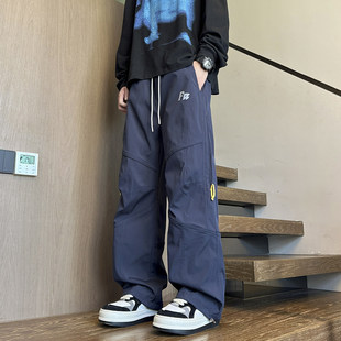 春秋季工装裤子男孩初中高中学生潮牌帅气青少年大童直筒休闲长裤