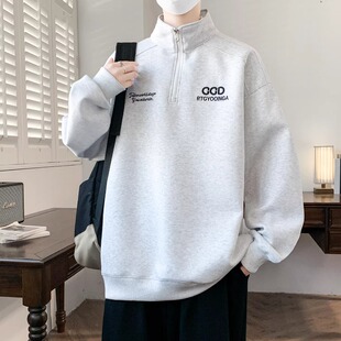 春秋季半拉链立领卫衣男孩初中高中学生长袖t恤青少年大童上衣服