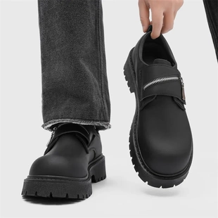 德比鞋男款新款哑光高级感男士休闲黑色英伦风米奇大头工装小皮鞋