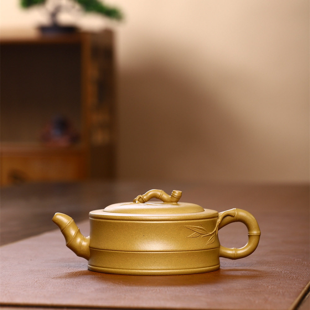 宜兴名家紫砂壶纯手工功夫泡茶壶原矿黄金段泥节节升竹节国工壶