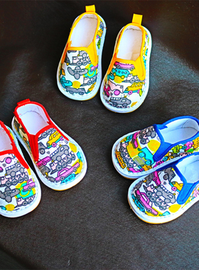 手工千层底男女儿童布鞋松紧带方口一脚蹬彩色纯棉单鞋轻便小板鞋