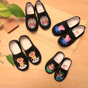 8岁黑布板鞋 儿童老北京布鞋 宝宝刺绣鞋 男大童防滑软底2024新款