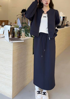 高级软糯太空棉两件运动套装2851长袖卫衣短外套半身裙女2024秋冬