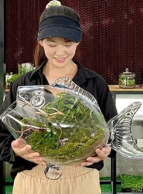 鱼型玻璃鱼缸透明缸家中风水招财